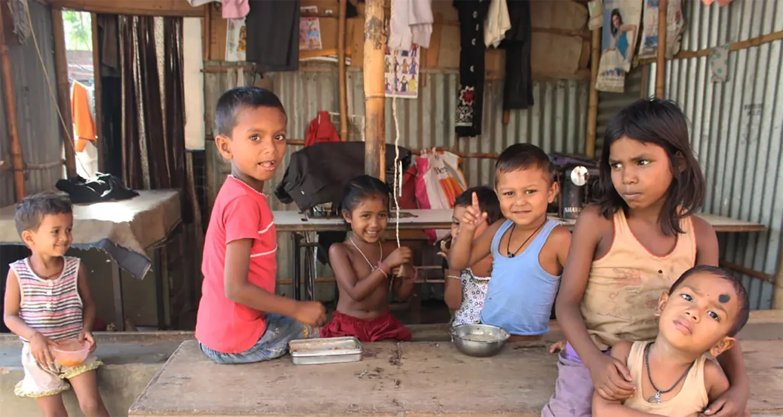 Underprivileged children receiving food and support from Hope Givers Trust